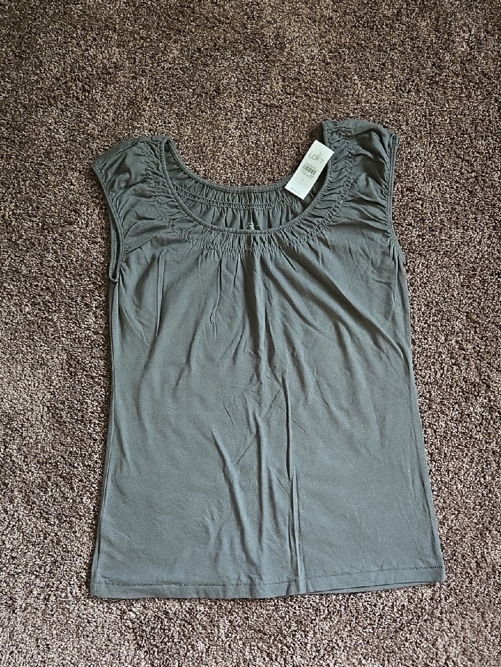 NEW Ann Taylor Loft Dark Gray Pucker Tank Top S